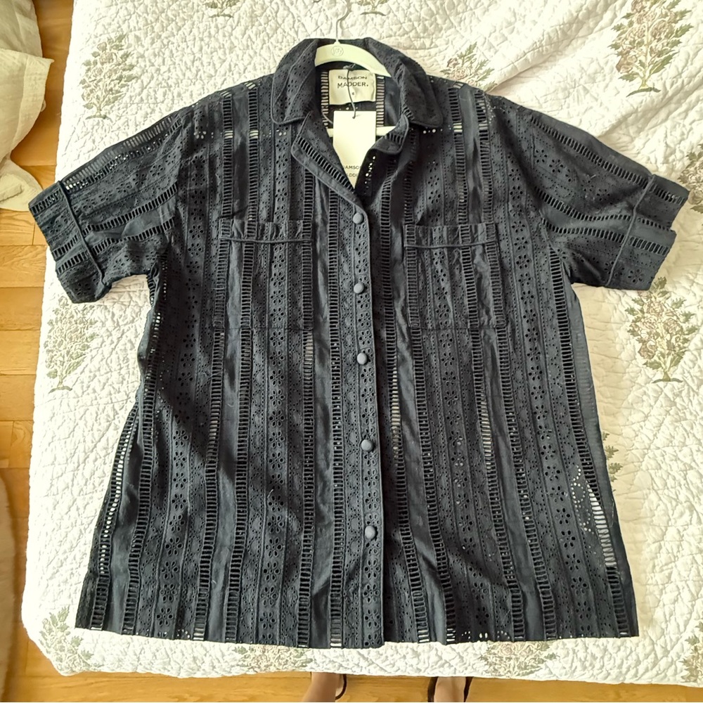 Damson Madder Black Eyelet Button-Up Shirt
